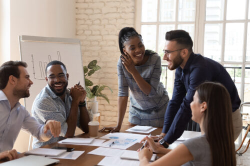 Team members working together